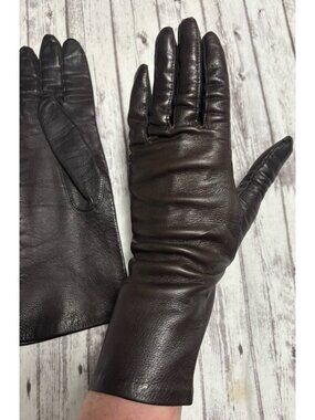 DESIGNER Vintage Chocolate Brown SOFT LEATHER Everyday Gloves UNLINED 7 Mob Wife